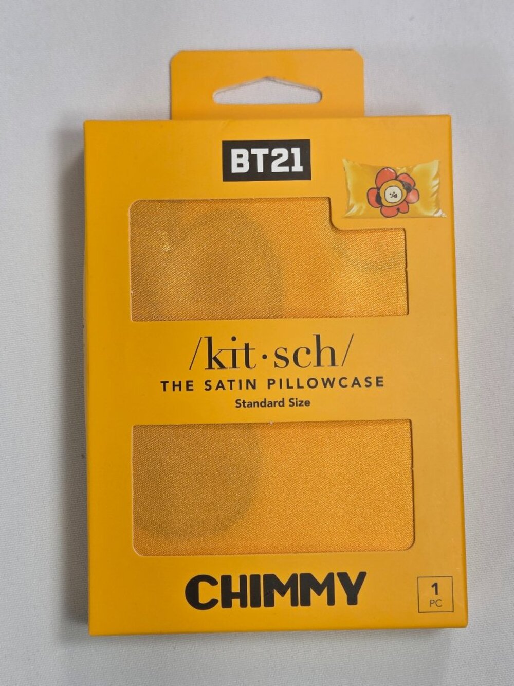 Kitsch x BT21 Chimmy Satin Pillowcase Standard Size Yellow BTS Line Friends NIB